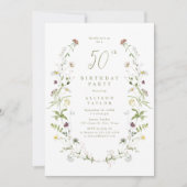 Any Age Sage Wildflower 素朴 Boho 50誕生日 招待状 (正面)