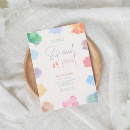 Any age sip and paint birthday  招待状