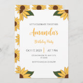 Any Age Sunflower誕生日 招待状 (正面/裏面)