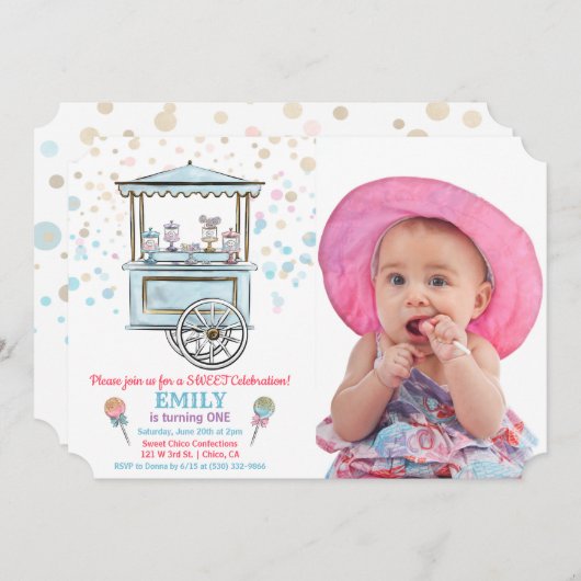 ANY AGE - Sweet Candy Shop誕生日招待状 招待状 (正面/裏面)