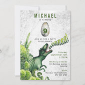 ANY AGE T-レックス恐竜の男の子の誕生日パーティー 招待状 (正面)