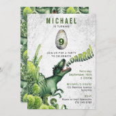 ANY AGE T-レックス恐竜の男の子の誕生日パーティー 招待状 (正面/裏面)