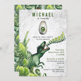 ANY AGE T-レックス恐竜の男の子の誕生日パーティー 招待状