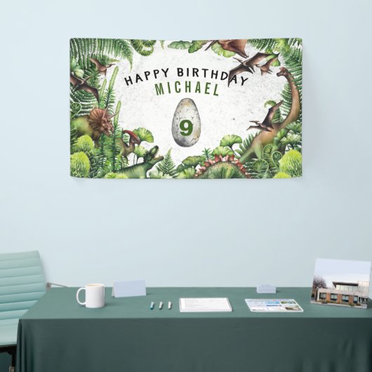 ANY AGE T-レックス恐竜の男の子の誕生日パーティー 横断幕 (トレードショー)