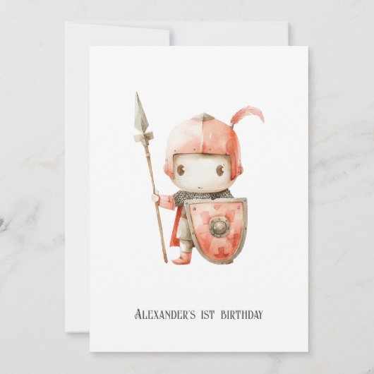 Any Age Toddlers中世の騎士の写真誕生日 招待状 (裏面)