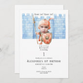 Any Age Toddlers中世の騎士の写真誕生日 招待状 (正面/裏面)