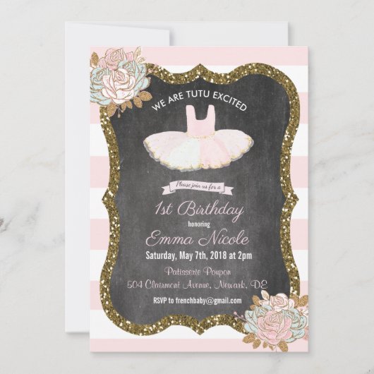 ANY AGE - Tutu Ballerina誕生日招待状 招待状 (正面)