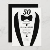 Any Age Tuxedo Mens 50th Birthday Party招待状 招待状 (正面/裏面)