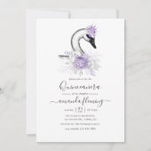 Any Age Water Color Swanフローラ誕生日パーティー 招待状 (正面)