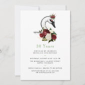 Any Age Water Color Swanフローラ誕生日パーティー 招待状 (正面)