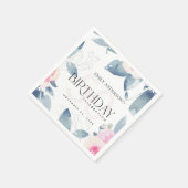 ANY AGE WHITE SOFT赤面ブルーフローラ5OTH誕生日 スタンダードカクテルナプキン (角)