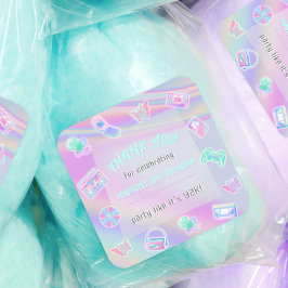 ANY AGE Y2K虹色の虹の誕生日パーティー スクエアシール