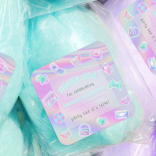 ANY AGE Y2K虹色の虹の誕生日パーティー スクエアシール