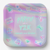 ANY AGE Y2K虹色の虹の誕生日パーティー ペーパープレート (正面)