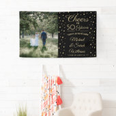 ANY Anniversary応援エレガントフォトブラック&金ゴールド 横断幕 (インサイチュ)