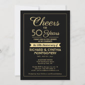 ANY Anniversary応援エレガントブラック&金ゴールド写真 招待状 (正面)