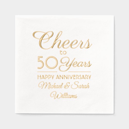 ANY Anniversary応援クラシックエレガントスクリプト実在 箔ナプキン (正面)