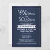 ANY Anniversary応援ネイビーブルーとホワイト1写真 招待状 (正面)