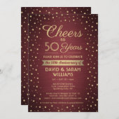 ANY Anniversary応援ブラシ付きブルゴーニュ金ゴールドパーティー 招待状 (正面/裏面)