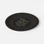 ANY Anniversary応援ブラックおよび金ゴールド紙吹雪 ペーパープレート (アングル)