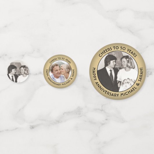 ANY Anniversary応援ブラック金ゴールドフォイルフェイクフォト コンフェッティ (裏面)