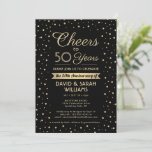 ANY Anniversary応援ブラック&金ゴールド紙吹雪パーティー 招待状<br><div class="desc">招待状の家族と友人のエレガント記念日のお祝いとカスタム金ゴールドの黒とパーティの招待状。このテンプレート(「50年への応援」を含む)に関する用語はすべて50周年を記念して設定されている結婚が、任意の年またはイベントタイプに対してパーソナライズするである。このデザインはモダンきらびやかな紙吹雪ドットスタイリッシュ、台本の書道、クラシックヴィンテージアートのデコタイポグラフィを備えている。金ゴールドは金属箔ではなく印刷色であることに注意して下さい。記念日とカップルへの応援のマイルストーンお祝い!</div>