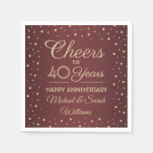 ANY Anniversary応援ブルゴーニュと金ゴールド紙吹雪 スタンダードカクテルナプキン (正面)