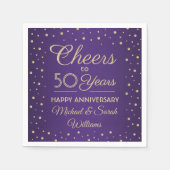 ANY Anniversary応援紫と金ゴールド紙吹雪 スタンダードカクテルナプキン (正面)