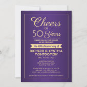 ANY Anniversary応援1フォトパープル&金ゴールドパーティー 招待状 (正面)