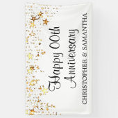 Any Anniversary金ゴールド星の写真パーソナライズされた 横断幕 (縦)