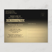 ANY Anniversary 1 Photo応援ブラック&金ゴールドパーティー インビテーションポストカード (裏面)