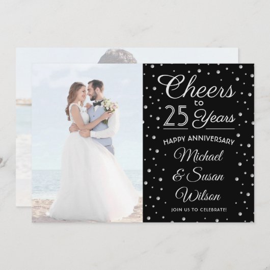 ANY Anniversary 2フォト応援ブラック&ホワイトパーティー 招待状 (正面/裏面)