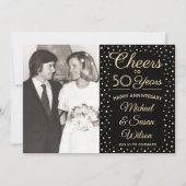 ANY Anniversary 2フォト応援ブラック&金ゴールドパーティー 招待状 (正面)