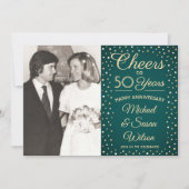 ANY Anniversary 2 Photo応援ブルーと金ゴールドパーティー 招待状 (正面)