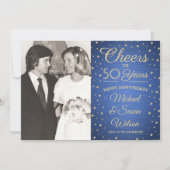 ANY Anniversary 2 Photo応援ブルーと金ゴールドパーティー 招待状 (正面)