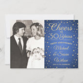 ANY Anniversary 2 Photo応援ブルーと金ゴールドパーティー 招待状 (正面)