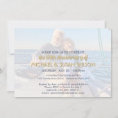 ANY Anniversary 2 Photo応援ブルーと金ゴールドパーティー 招待状 (裏面)