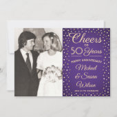 ANY Anniversary 2 Photo応援紫と金ゴールドパーティー 招待状 (正面)