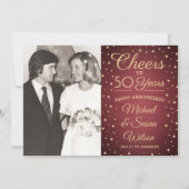 ANY Anniversary 2 Photo応援Burgundy金ゴールドパーティー 招待状 (正面)