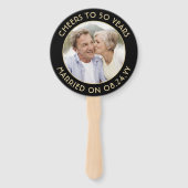 ANY Anniversary 2 Photo エレガント Black & 金ゴールド・ラウンド ハンドファン (裏面)