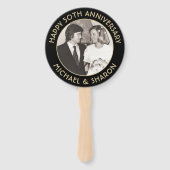 ANY Anniversary 2 Photo エレガント Black & 金ゴールド・ラウンド ハンドファン (正面)