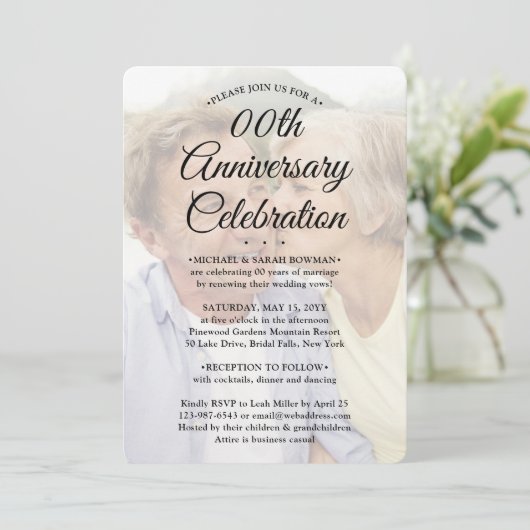 ANY Anniversary 2 Photo エレガント Script Overlay 招待状 (スタンド正面)