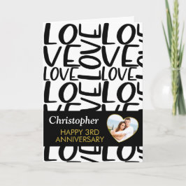 Any Anniversary Black Love文字ハート写真 カード