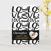 Any Anniversary Black Love文字ハート写真 カード (黄色い花)