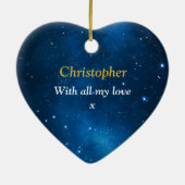 Any Anniversary Loveハート写真テンプレート セラミックオーナメント (裏面)