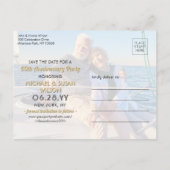 ANY Anniversary Save the Date 2 Photo Black & 金ゴール インビテーションポストカード (裏面)