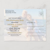 ANY Anniversary Save the Date 2 Photo Black & 金ゴール インビテーションポストカード (裏面)