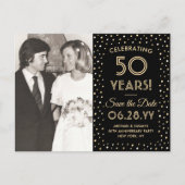 ANY Anniversary Save the Date 2 Photo Black & 金ゴール インビテーションポストカード (正面)