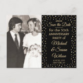 ANY Anniversary Save the Date Black & 金ゴールド2 Photo インビテーションポストカード (正面)
