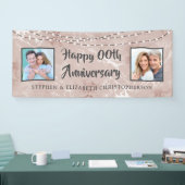 Any Anniversary Then & Now写真バラ金ゴールド大理石 横断幕 (トレードショー)